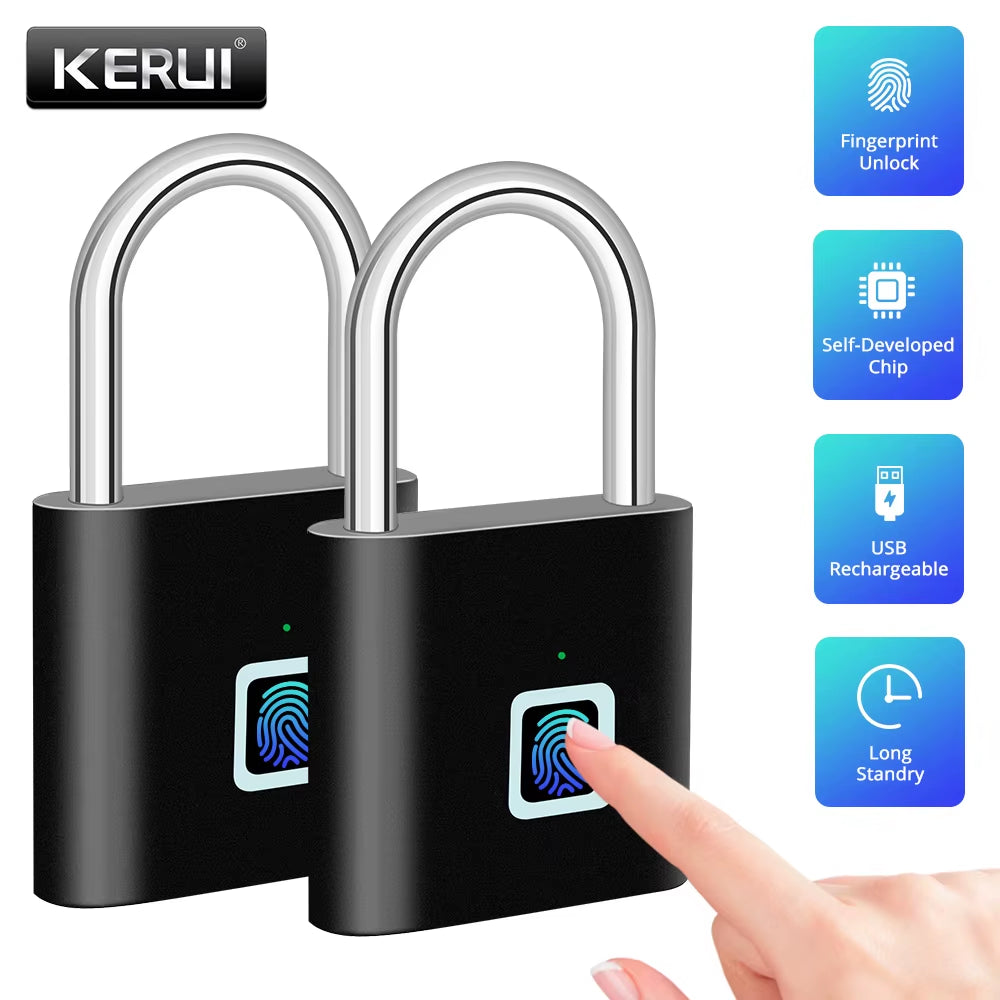 Tongwode Keyless USB Charging Fingerprint Lock Smart Padlock Waterproof 0.2S Unlock Portable Anti-Theft Electronic Door Lock