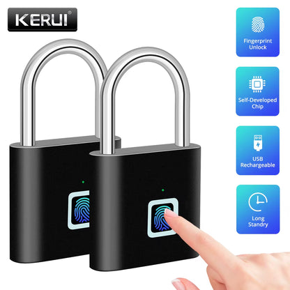 Tongwode Keyless USB Charging Fingerprint Lock Smart Padlock Waterproof 0.2S Unlock Portable Anti-Theft Electronic Door Lock