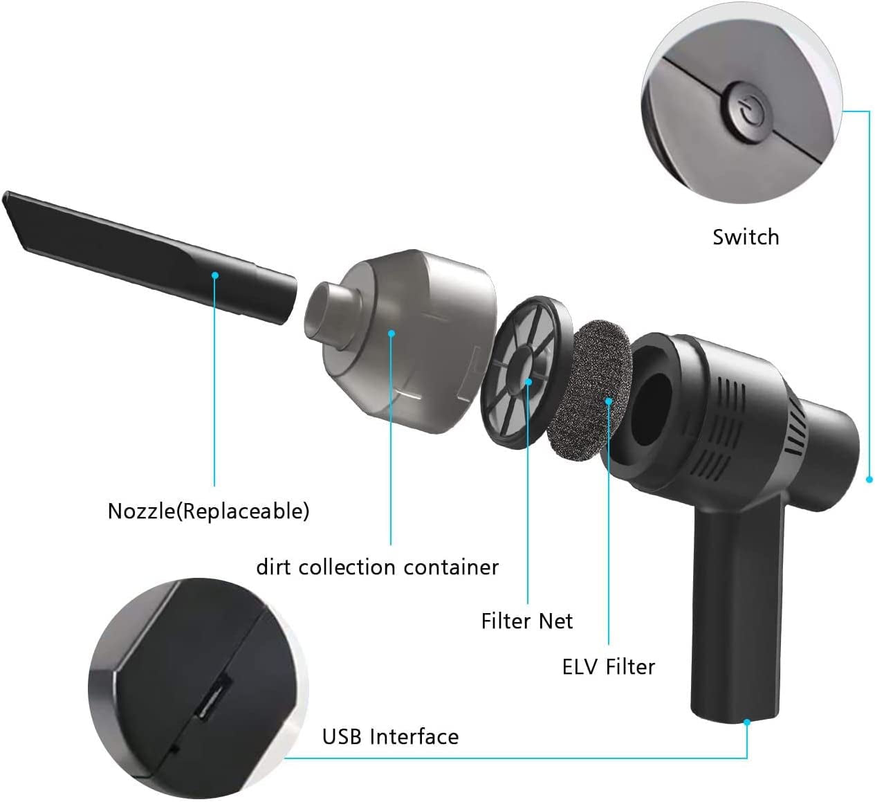 [Upgrade] Mini Vacuum Cordless Vacuum Keyboard Cleaner Rechargeable,For Cleaning Dust,Hair,Crumbs,Eraser Scrap,Laptop,Pet House,Sewing Machine