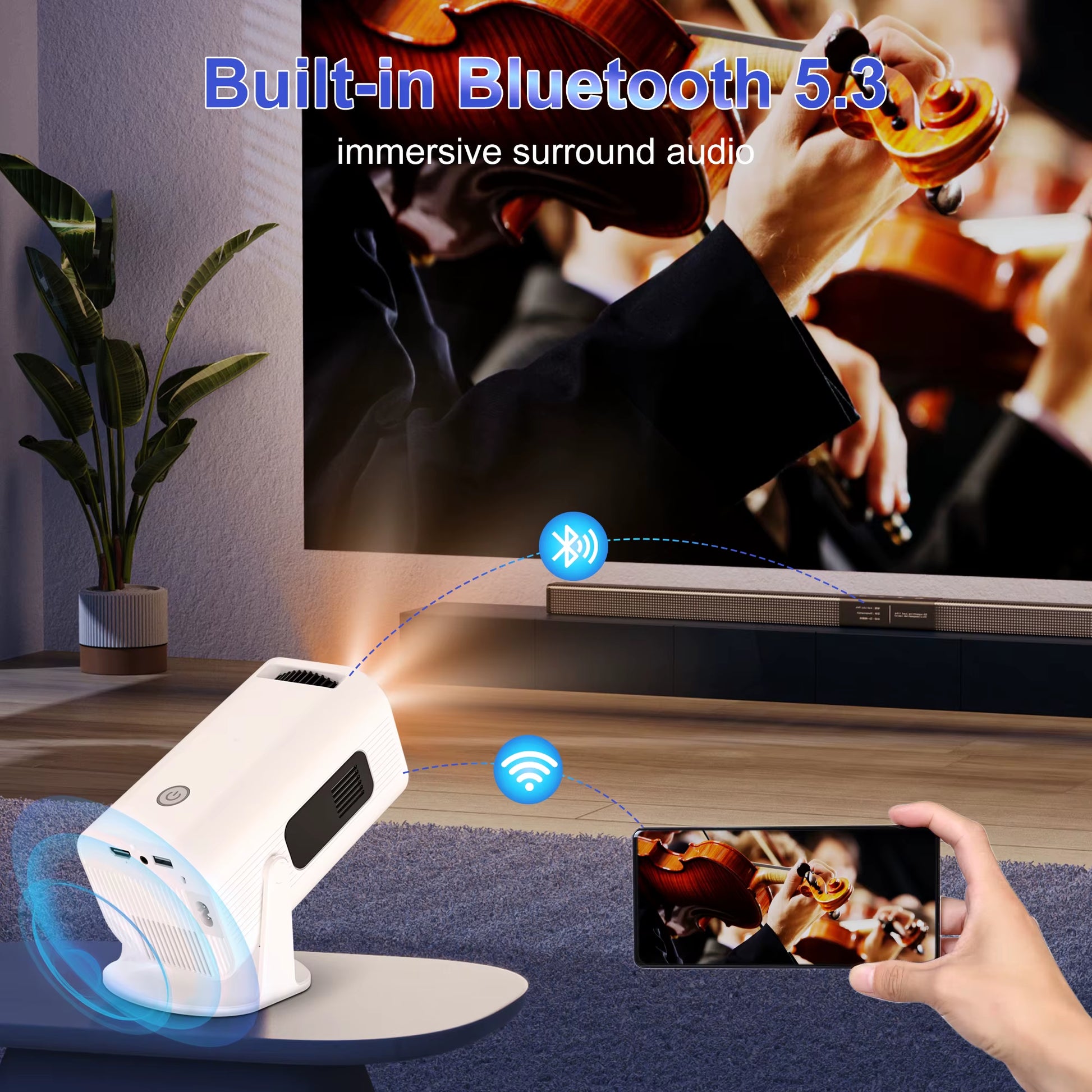 P330W Mini Projetor Android 11 280 ANSI 4K 8K 1080P Wifi6 BT5.0 Home Cinema Portable Projector Android/Ios Video Theater