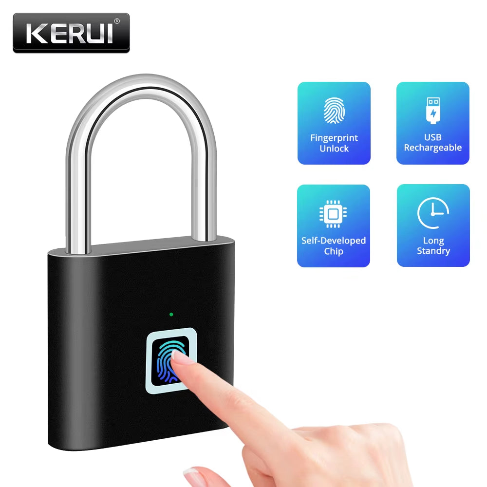 Tongwode Keyless USB Charging Fingerprint Lock Smart Padlock Waterproof 0.2S Unlock Portable Anti-Theft Electronic Door Lock