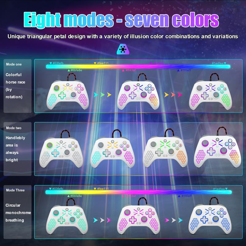 XBOX ONE RGB Controller for Xbox One/Xbox Series & PC, Programmable Macro & Turbo Gamepad with Dual Vibration