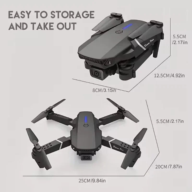 Professional Drone E88 4K Wide-Angle HD 1080P Camera Wifi FPV Height Hold Foldable RC Drone Quadrotor Helicopter Children'S Toys