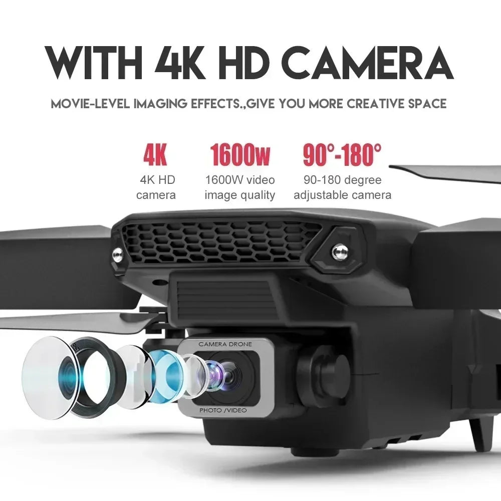 Professional Drone E88 4K Wide-Angle HD 1080P Camera Wifi FPV Height Hold Foldable RC Drone Quadrotor Helicopter Children'S Toys
