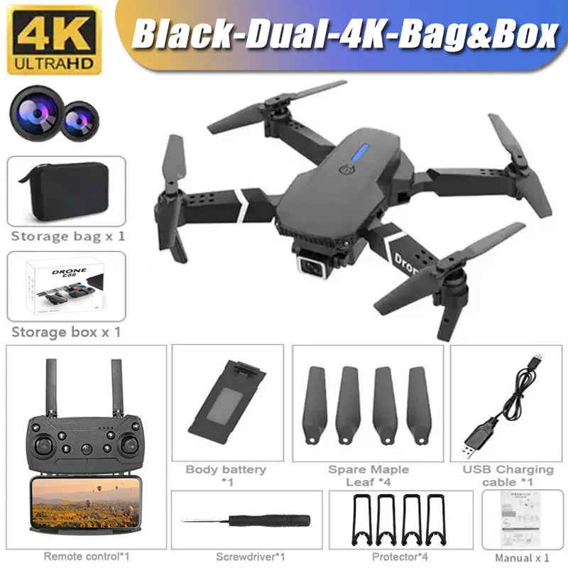 Professional Drone E88 4K Wide-Angle HD 1080P Camera Wifi FPV Height Hold Foldable RC Drone Quadrotor Helicopter Children'S Toys