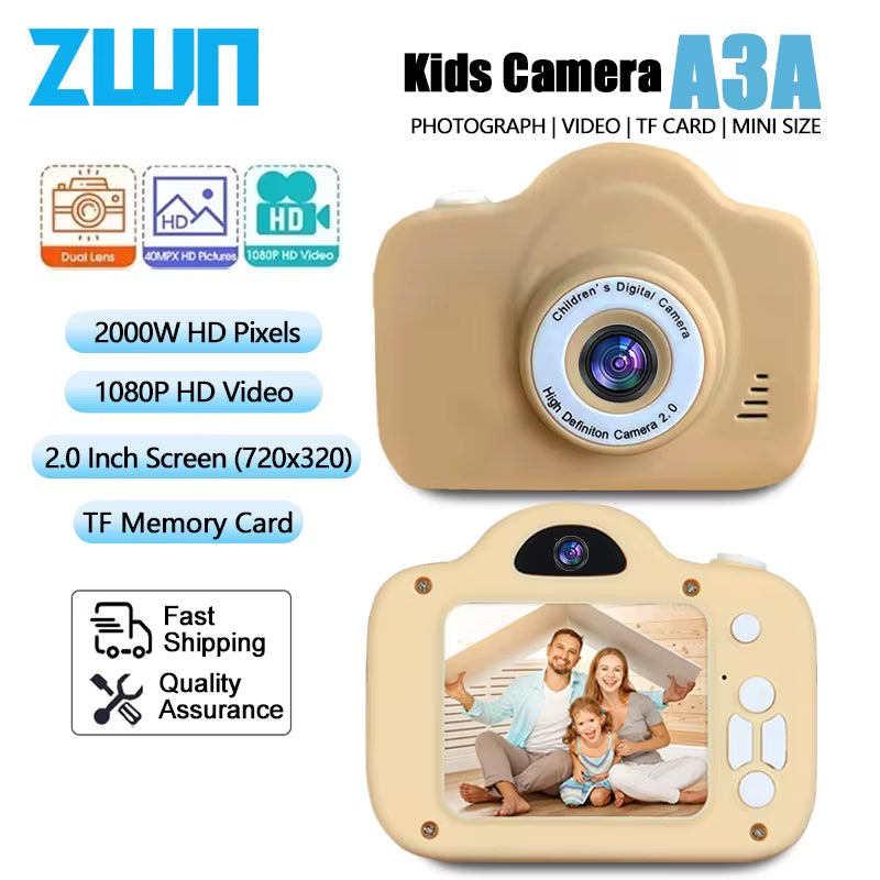 Kids Mini Digital Camera Toys 1080P HD Dual Camera Video Camera 2 Inch Color Display SLR Camera Children Birthday Gift Kids Toy