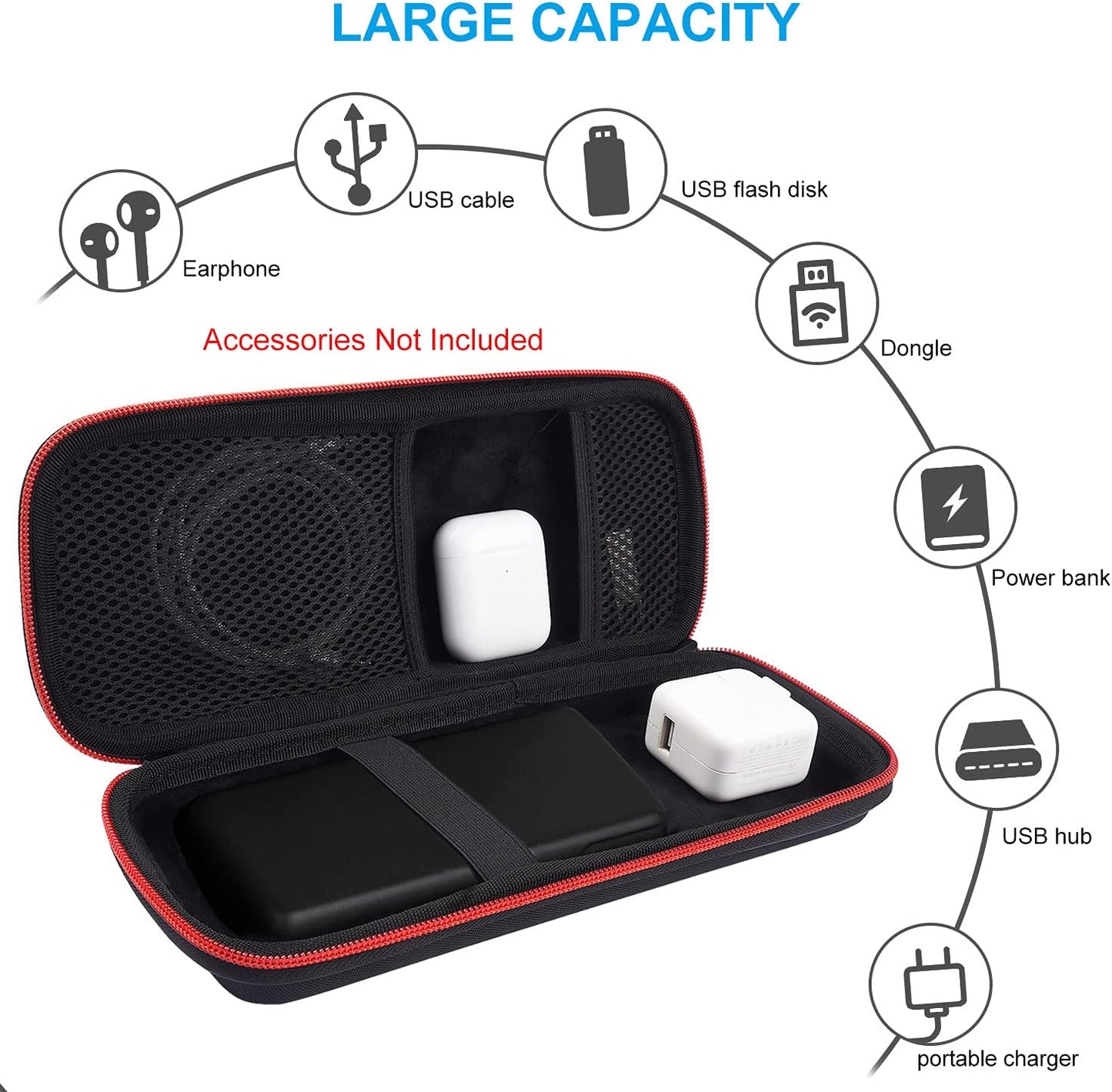 Hard Travel Case Fit for Ravpower 26800/20100/20000Mah, Anker Power Core 26800Mah/Powercore +26800Mah, Dulla M50000 Power Bank 12000Mah, ROMOSS 30000Mah, Lab599 Tx500 Radio by  (Large Black)