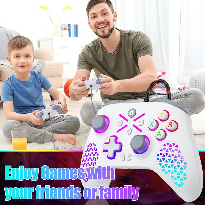 XBOX ONE RGB Controller for Xbox One/Xbox Series & PC, Programmable Macro & Turbo Gamepad with Dual Vibration