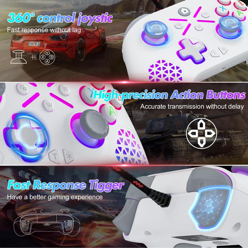 XBOX ONE RGB Controller for Xbox One/Xbox Series & PC, Programmable Macro & Turbo Gamepad with Dual Vibration